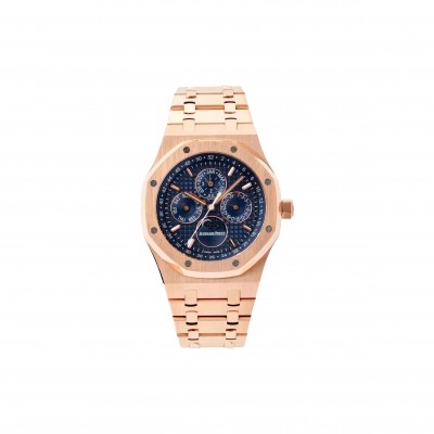 AUDEMARS PIGUET ROYAL OAK PERPETUAL CALENDAR 41MM ROSE GOLD BLUE DIAL WATCH 26574OR.OO.1220OR.03